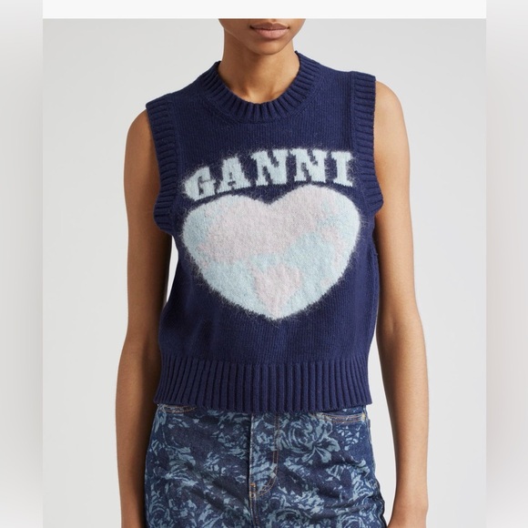 GANNI | HEART WORLD SWEATER VEST - Picture 1 of 7
